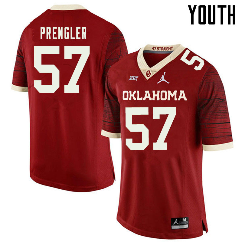 Jordan Brand Youth #57 Brock Prengler Oklahoma Sooners College Football Jerseys Sale-Retro
